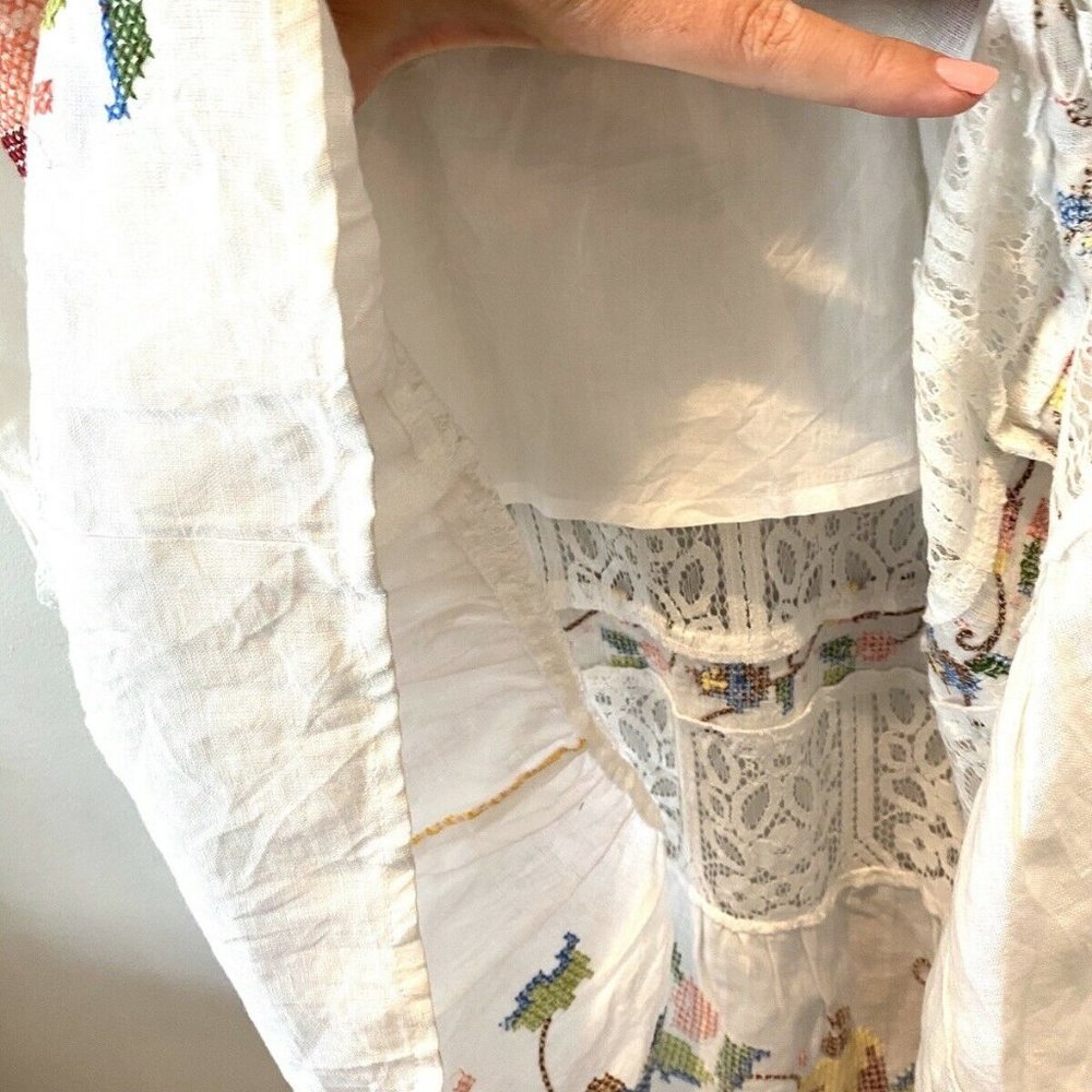 Anthropologie Farm Rio White Linen Floral Maxi NWT - Picture 5 of 10